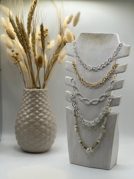 Elegante layering Kette - Modeschmuck in Gold und Silber 40cm Länge + Verlängerung